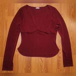 Elegant Burgundy Long Sleeve Top